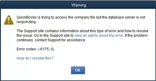 QuickBooks Error 6175 when hosting company file fails