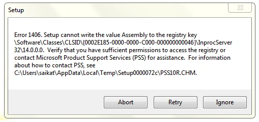 quickbooks error message 1406