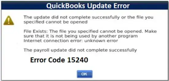 QuickBooks Error 15240 – software update verification error
