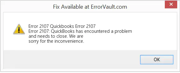 quickbooks error message 2107