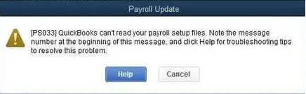 QuickBooks Payroll Error Message PS033