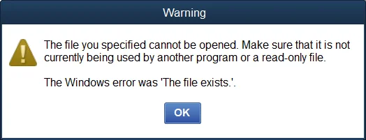 QuickBooks Error The File Exists