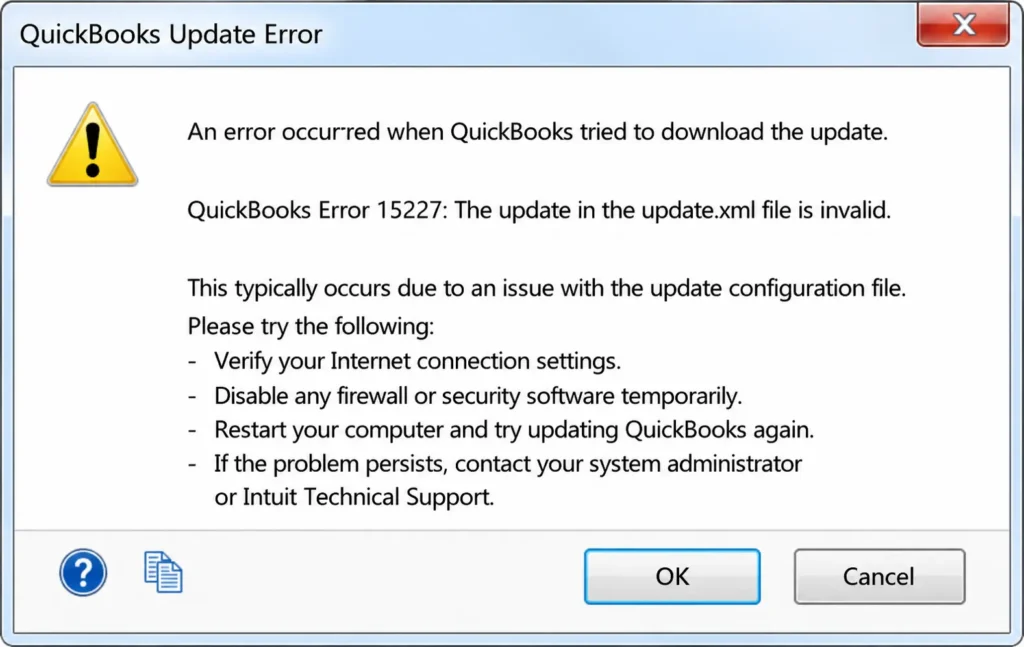 QuickBooks Update Error 15227