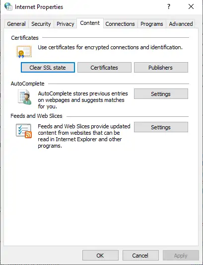 windows clear ssl state